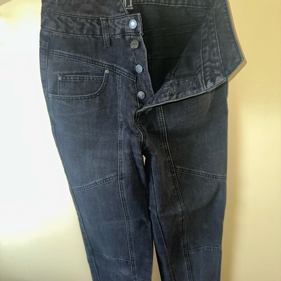 Black washed denim jeans with buttons zip - Picture 1 of 4
